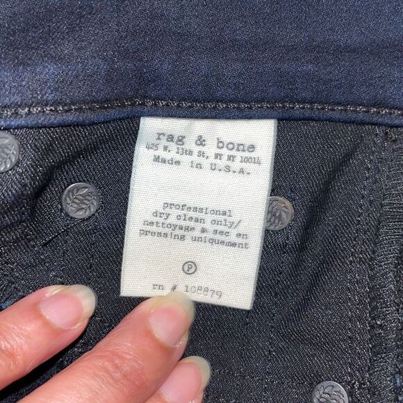 Rag & Bone Womens The Grand Prix Motocross Leather Chevron Jeans Midnight Size 2 - Picture 11 of 14